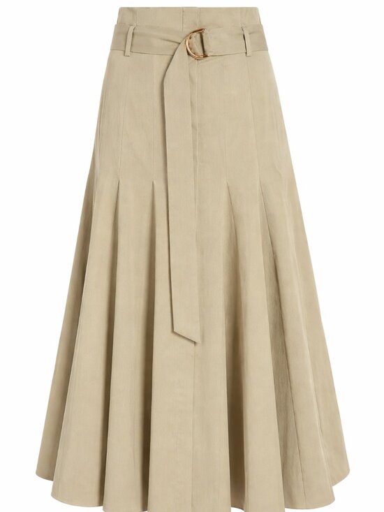 Another Tomorrow Dresses & Skirts - Another Tomorrow Drop-Waist Pleated Khaki Midi Skirt